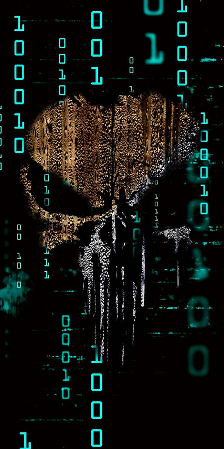 Abstract Skull With Binary Hacking Android Wallpaper