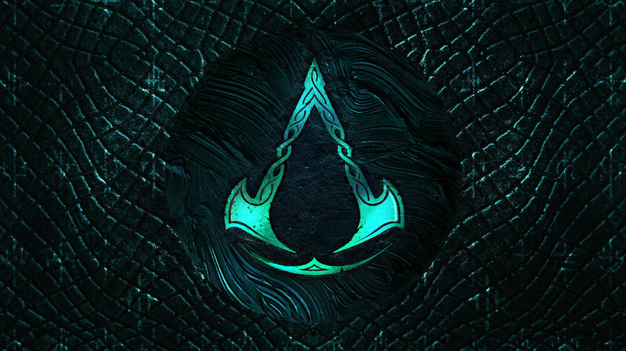 Ac Valhalla Metallic Green Logo Wallpaper