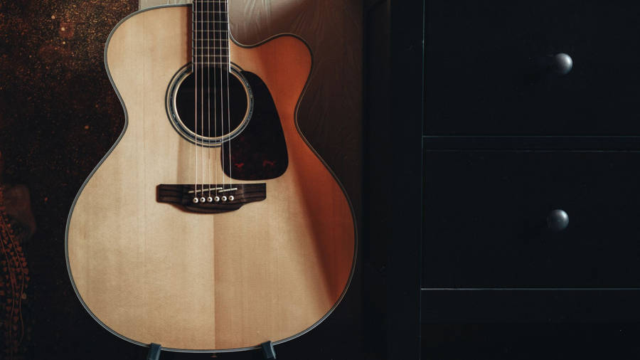 Acoustic Guitar Light Brown Body Wallpaper