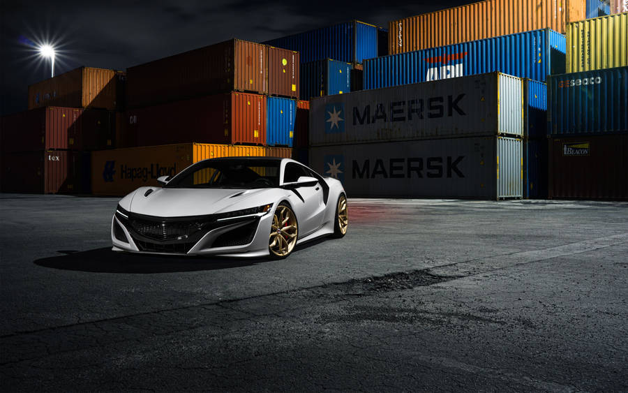 Acura Car And Metal Container Wallpaper
