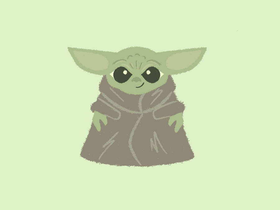 Adorable Baby Yoda 2d Art Wallpaper