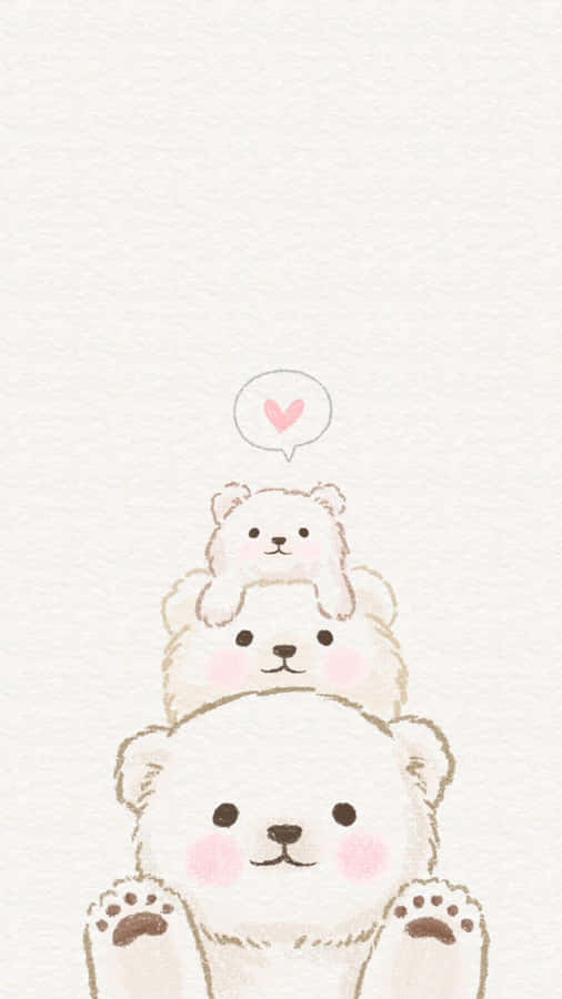 Adorable Bear Stack Love Bubble Wallpaper