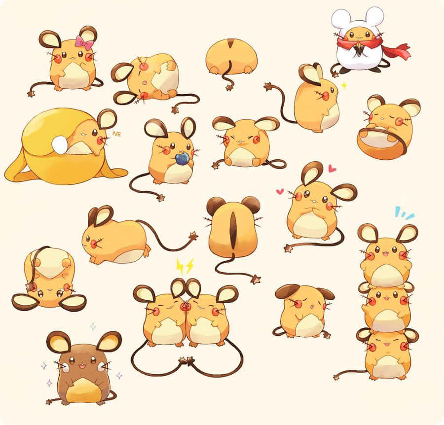 Adorable Dedenne Art Collage — The Electric Fairy Pokémon Of Kalos Region Wallpaper