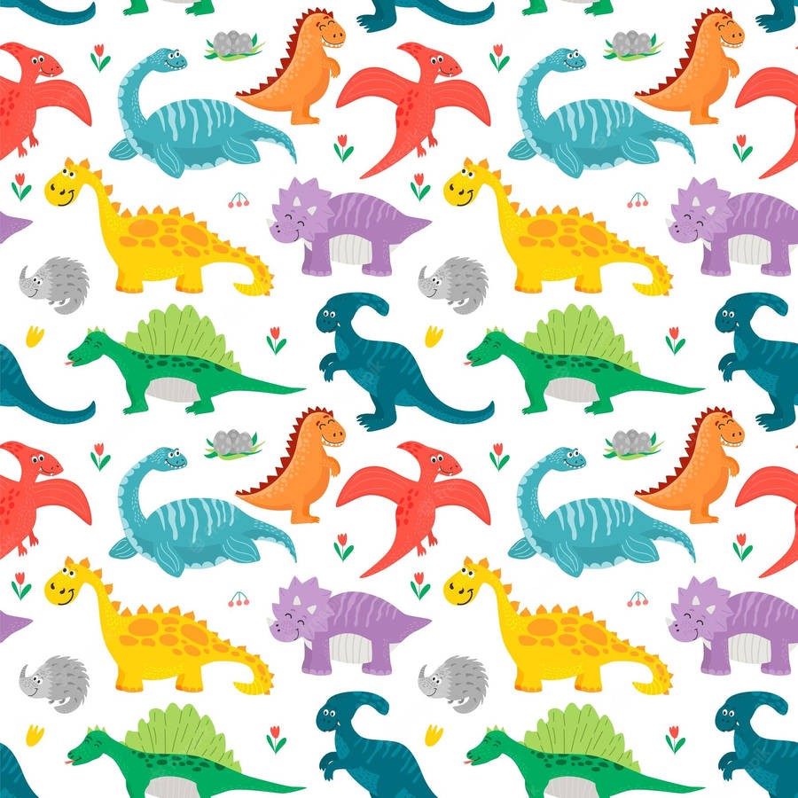 Adorable Dinosaur Pattern Wallpaper