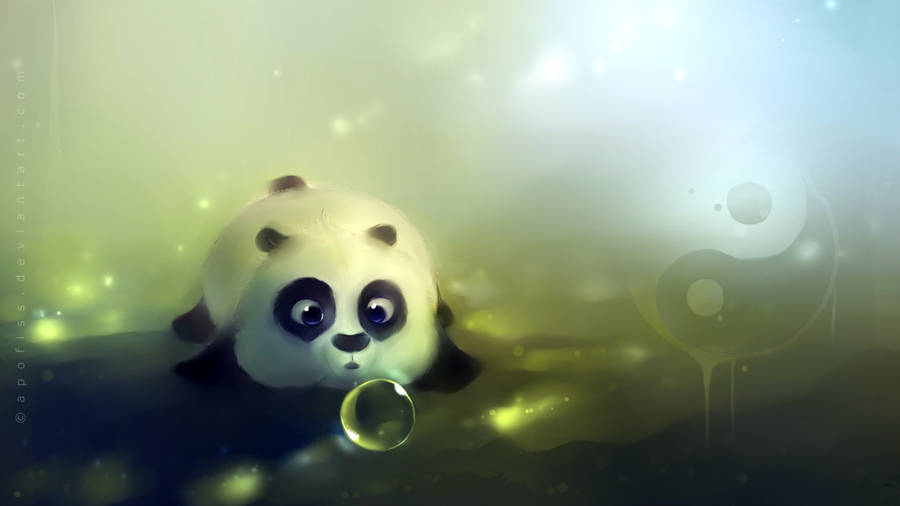 Adorable Panda Yin-yang Wallpaper