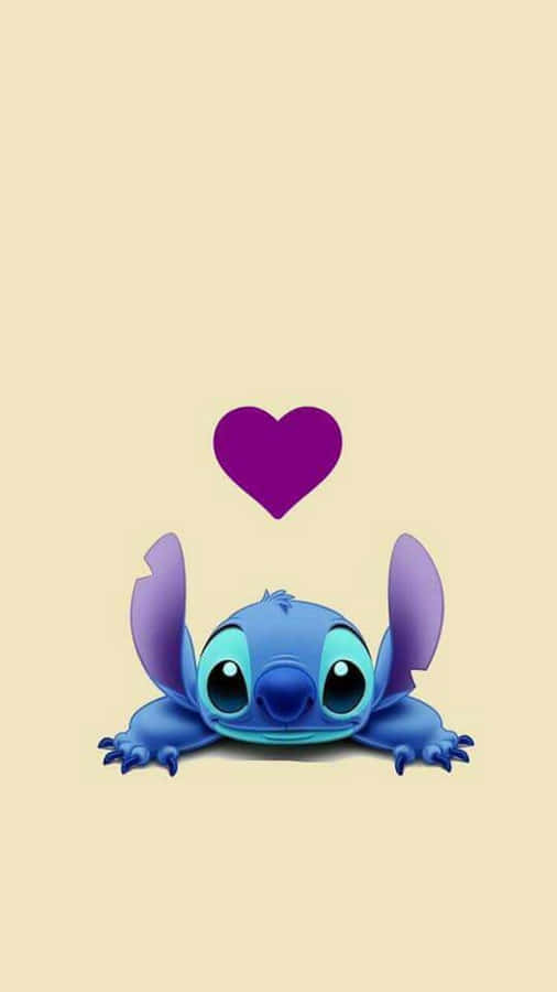 Adorable Stitch Purple Heart Wallpaper