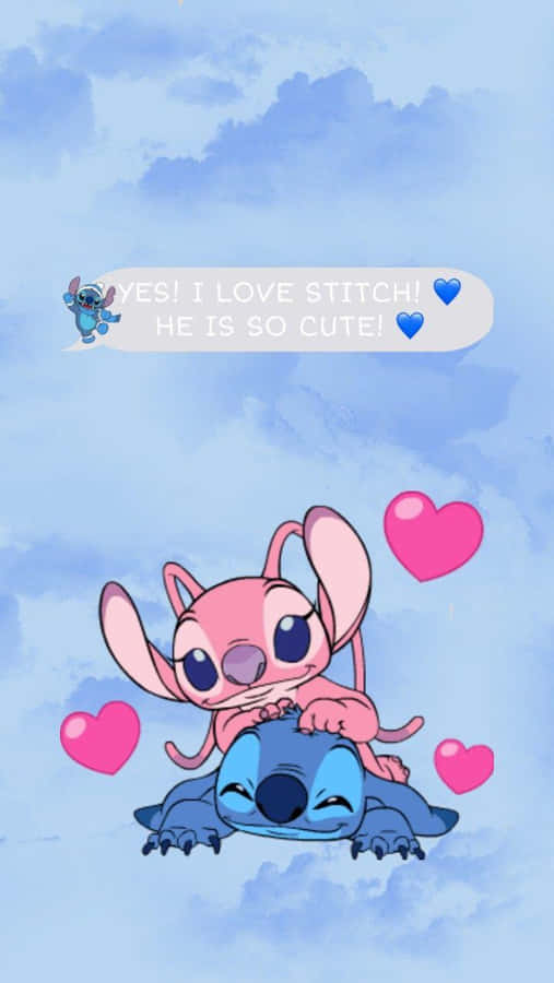 Adorable Stitchand Angel Love Wallpaper