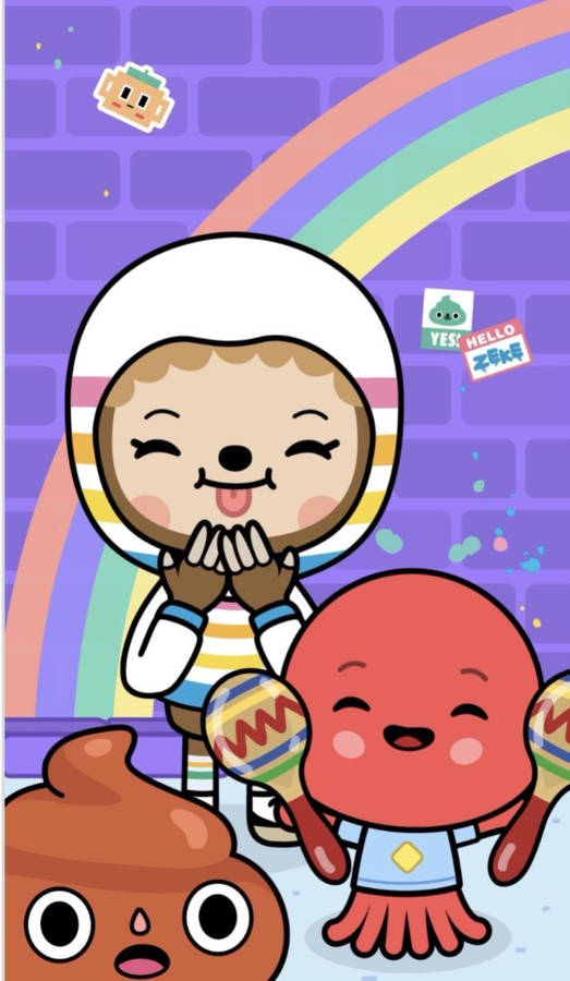 Adorable Toca Boca Pets In A Fun-filled Background Wallpaper