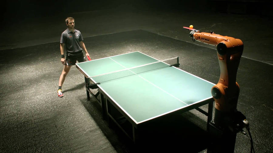 Advanced Robotic Table Tennis Player Wallpaper