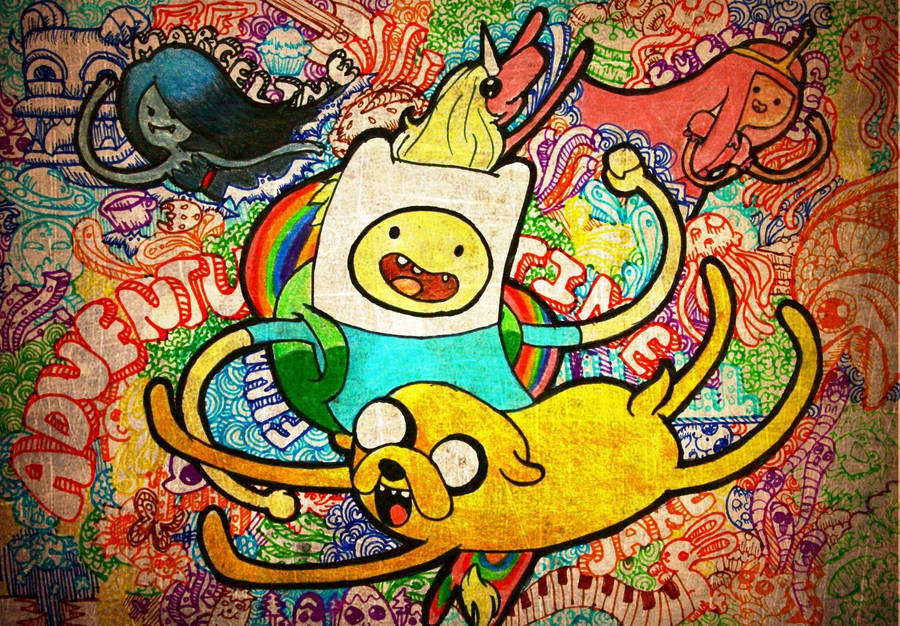 Adventure Time Characters Doodle Wallpaper