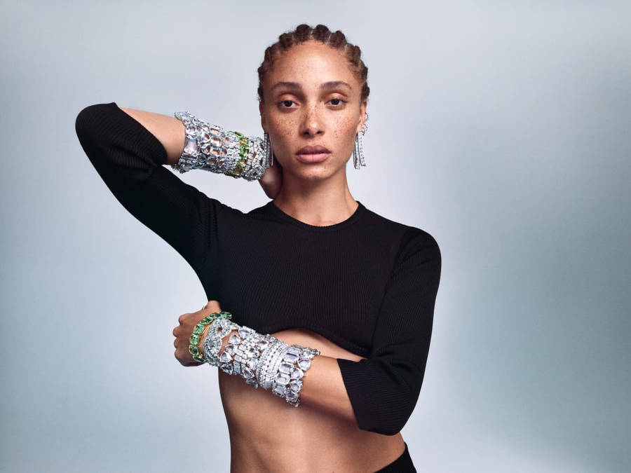 Adwoa Aboah Sparkling In Swarovski Jewelry Wallpaper