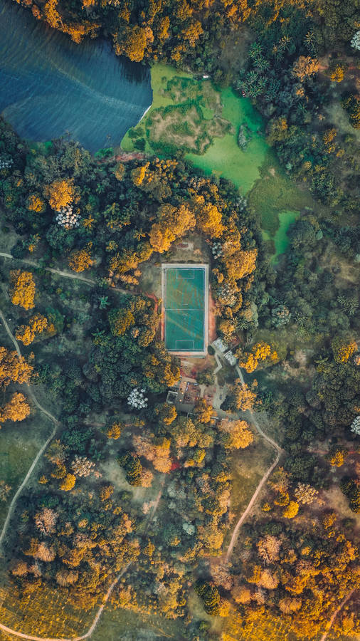 Aerial View Football Field Wallpaper