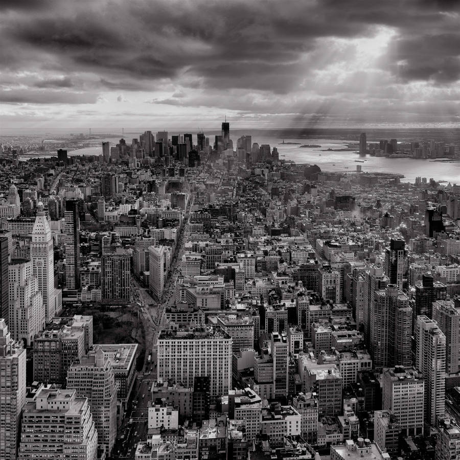 Aerial View Manhattan High Rise Skyscrapers Wallpaper