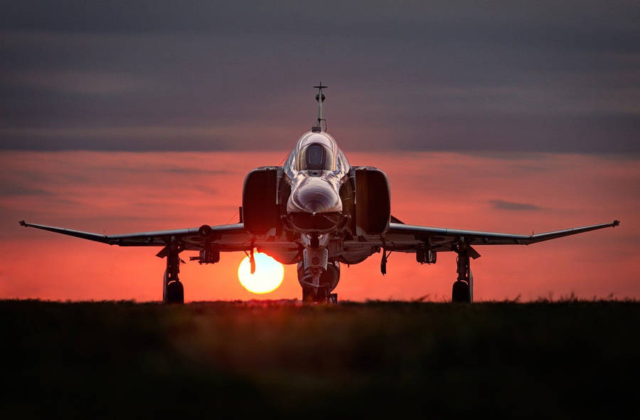 Aerial View Of A Military Aircraft Wallpaper