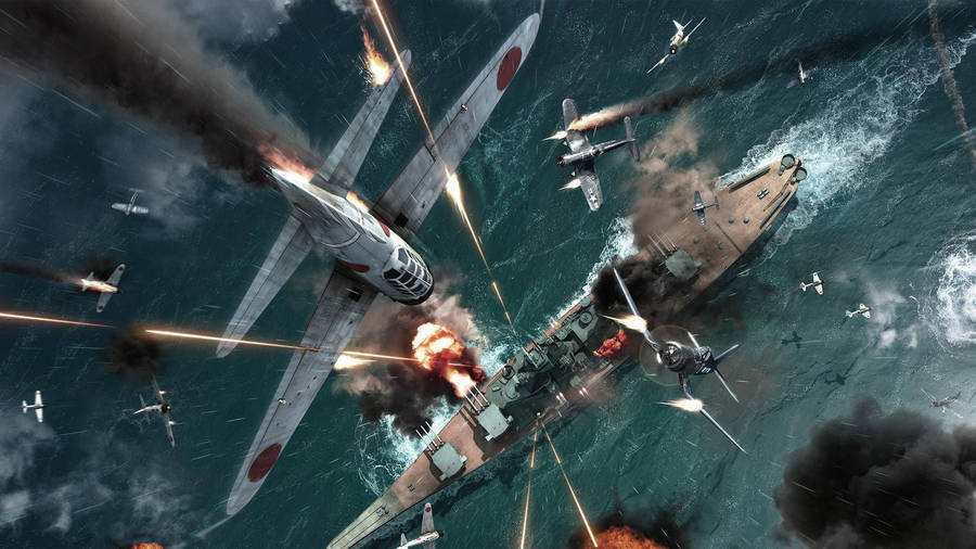 Aerial View Of The Historic Pearl Harbor Attack Wallpaper