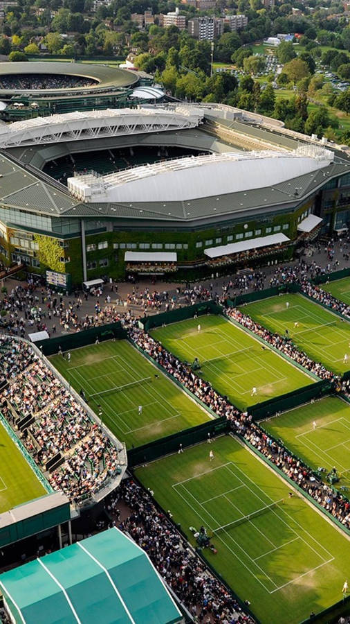 Aerial View Of Wimbledon Tennis Court Wallpaper