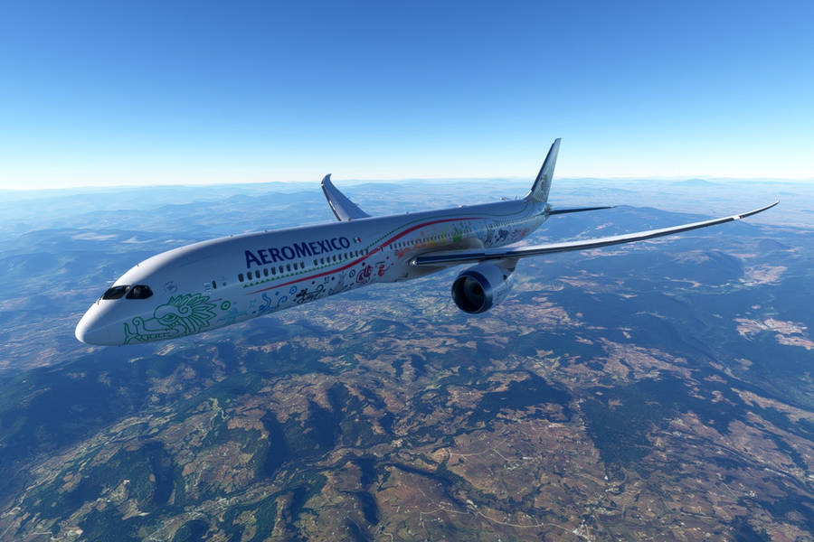 Aeromexico Airline's Boeing 787-10 Gliding Through A Gorgeous Horizon Wallpaper