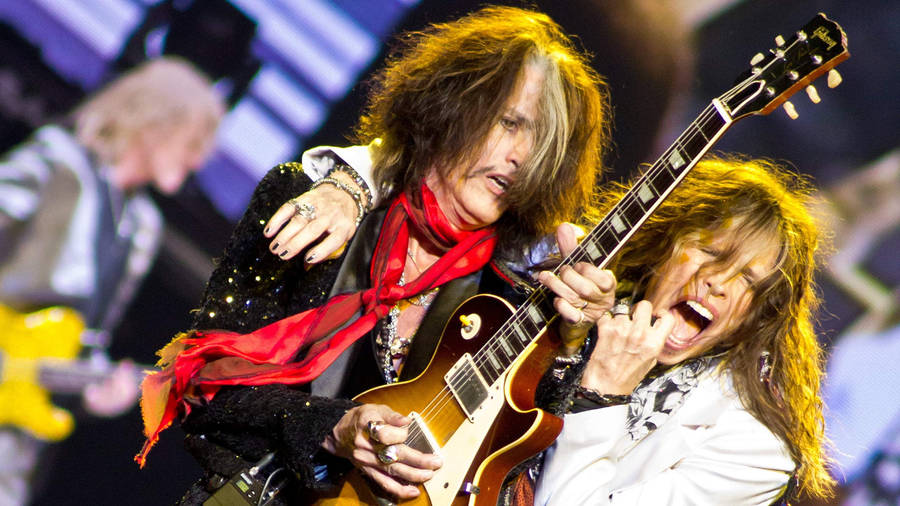 Aerosmith Rock Band Joe Perry Steven Tyler Guitar Wallpaper