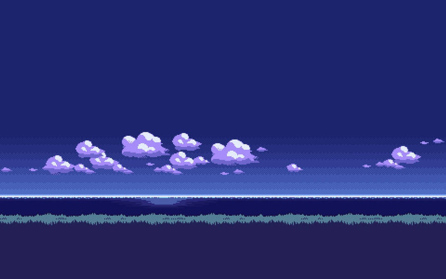 Aesthetic 8 Bit Blue Cloudy Sky Wallpaper