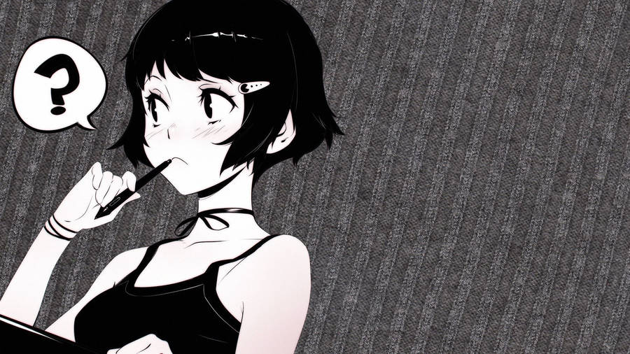Aesthetic Anime Desktop Curious Girl Wallpaper