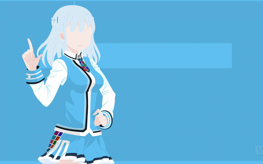 Aesthetic Anime Desktop Girl In Blue Uniform Wallpaper