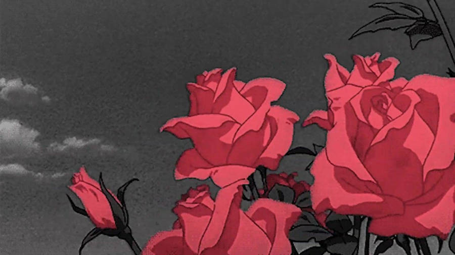 Aesthetic Anime Desktop Vintage Anime Roses Wallpaper