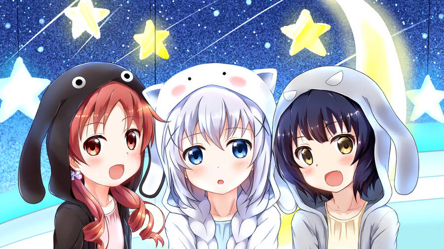 Aesthetic Anime Pfp Of Three Girls Wallpaper