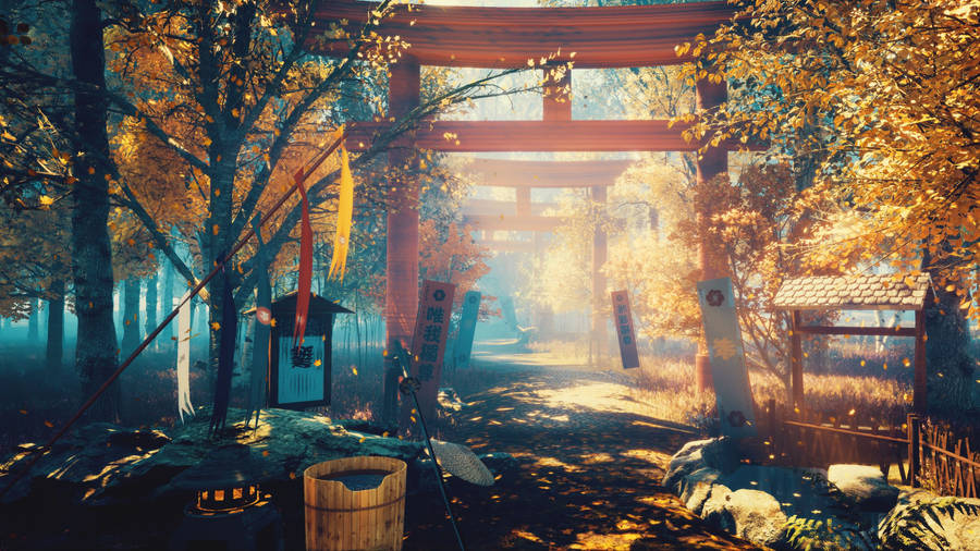 Aesthetic Art Shinto Shrine Wallpaper