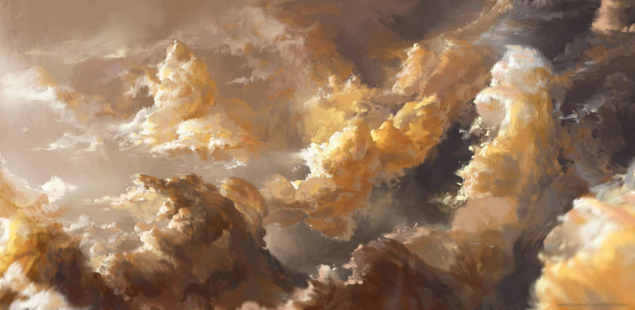 Aesthetic Art Yellow Clouds Wallpaper