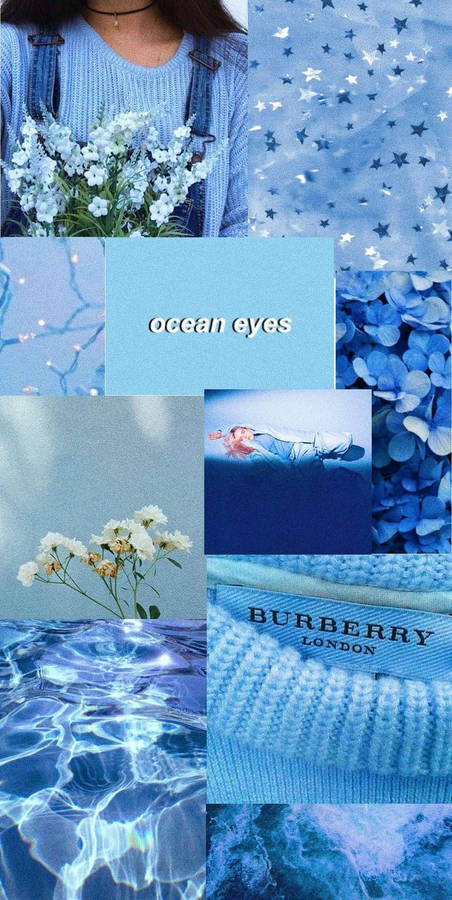 Aesthetic Baby Blue Collage Wallpaper