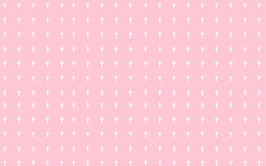 Aesthetic Baby Pink And White Cross Wallpaper