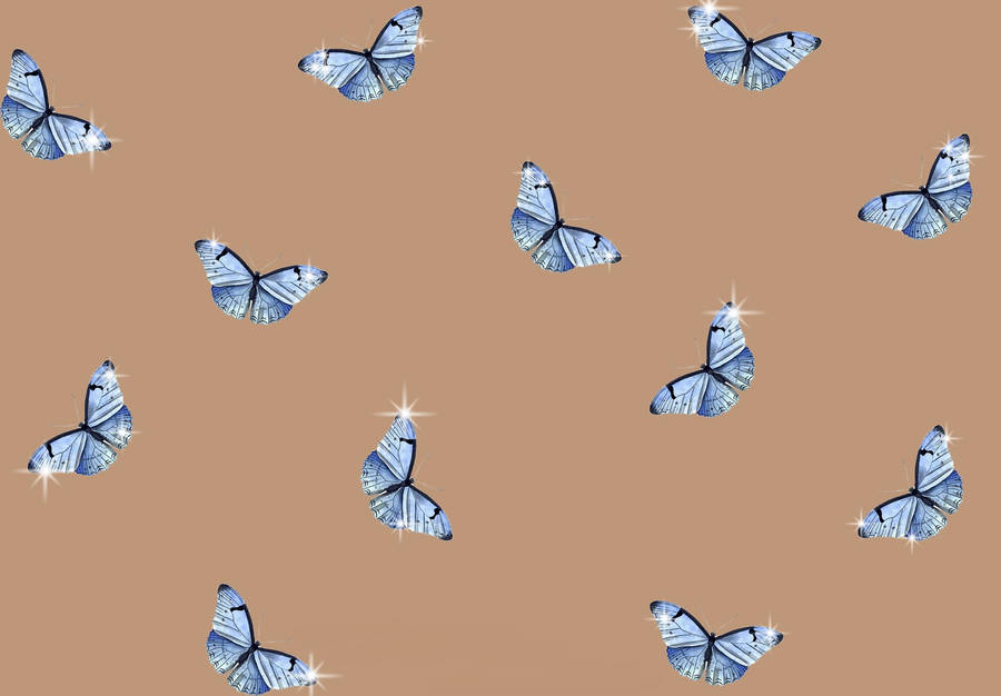 Aesthetic Blue Butterflies Laptop Wallpaper