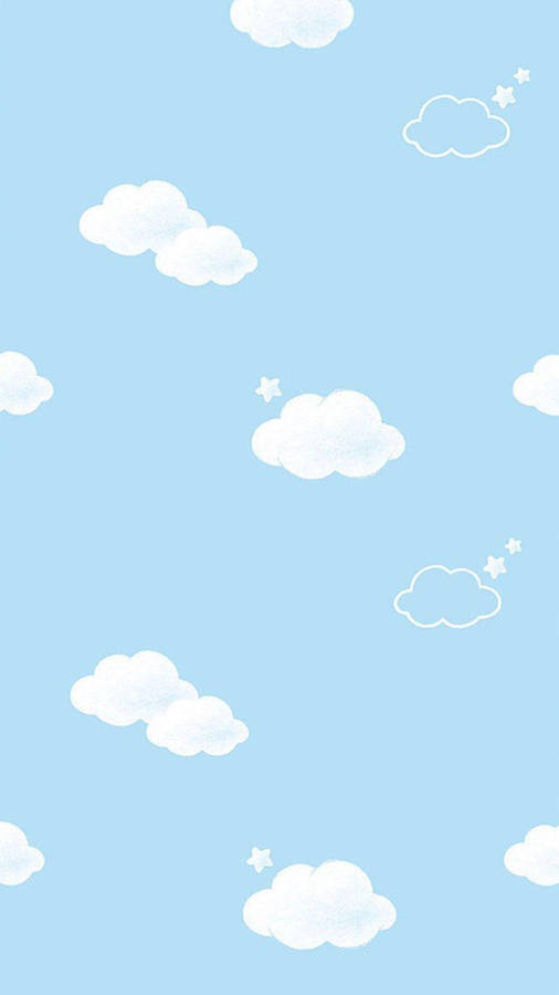 Aesthetic Blue Cloud Drawings Wallpaper