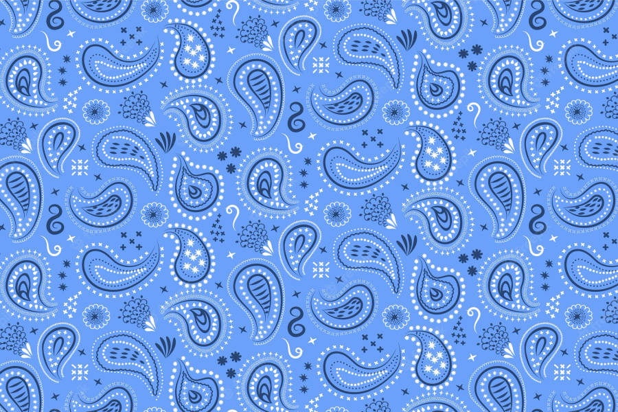 Aesthetic Blue Paisley Print Wallpaper