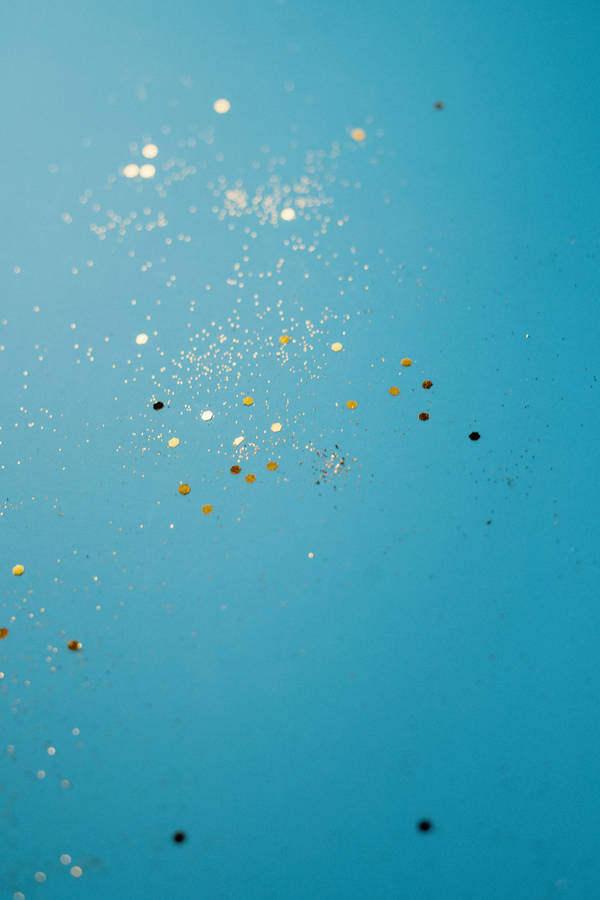 Aesthetic Blue With Gold Glitter Wallpaper