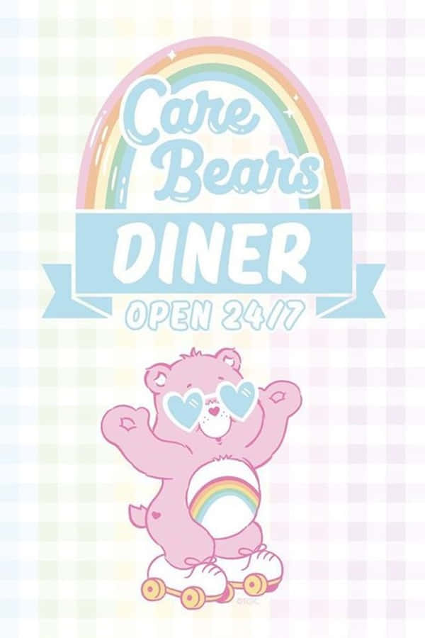 Aesthetic Care Bear Rainbow Diner Wallpaper