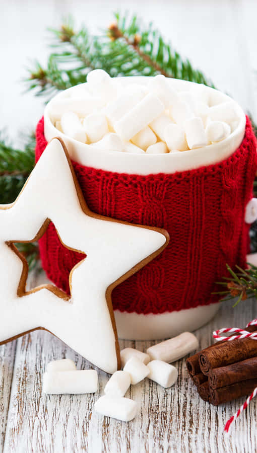 Aesthetic Christmas Marshmallow Phone Wallpaper