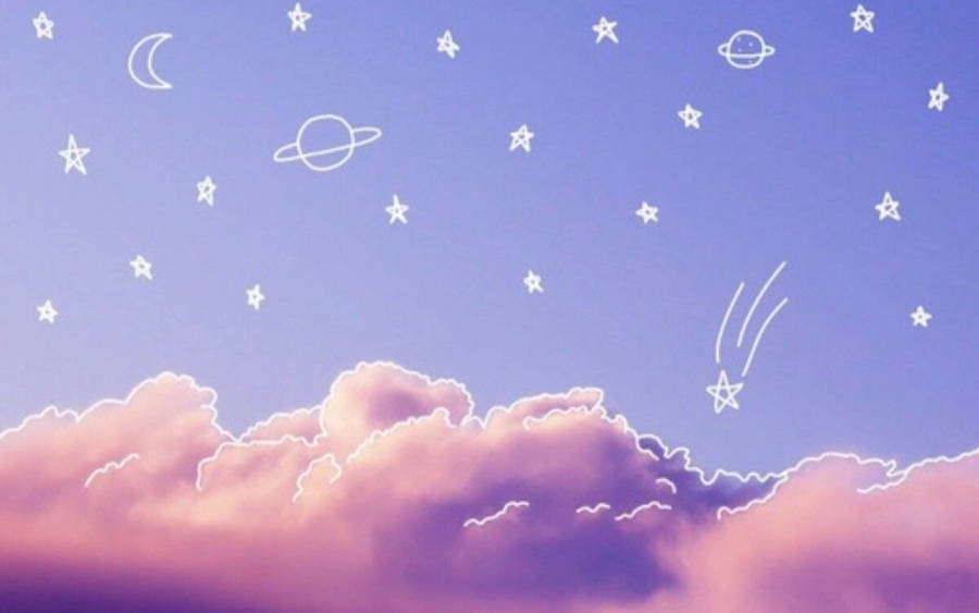 Aesthetic Cloud Desktop Drawing Wallpaper