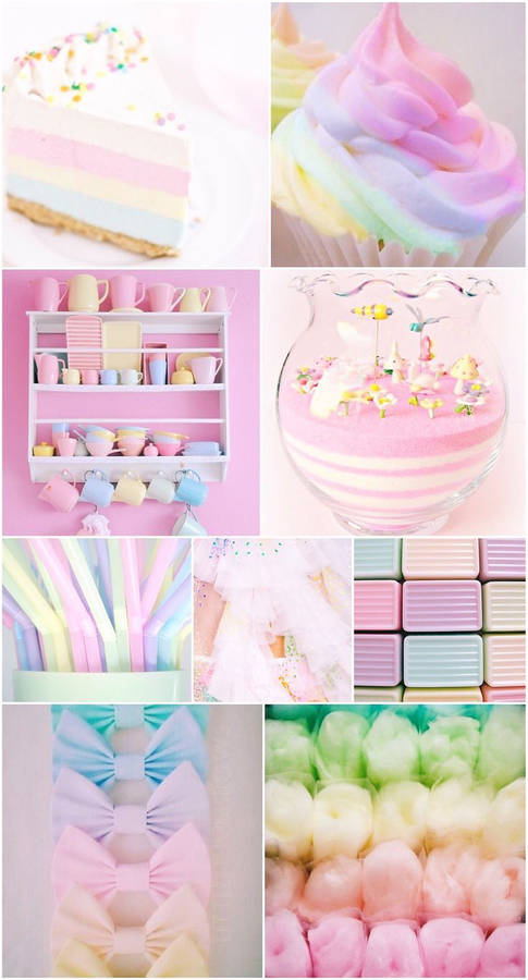 Aesthetic Collage Of Pastel Rainbow Things Wallpaper