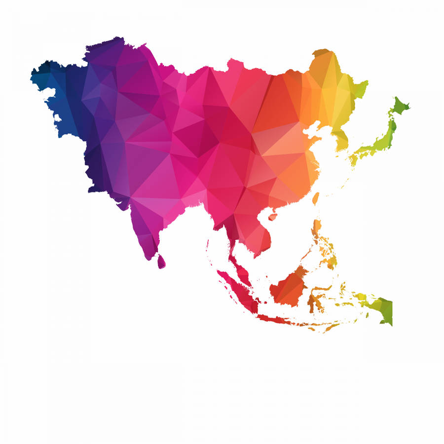 Aesthetic Colorful Asian Countries Map Wallpaper