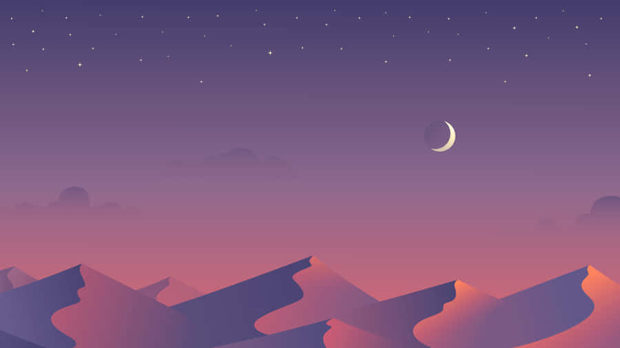 Aesthetic Computer 4k Desert Moon Wallpaper