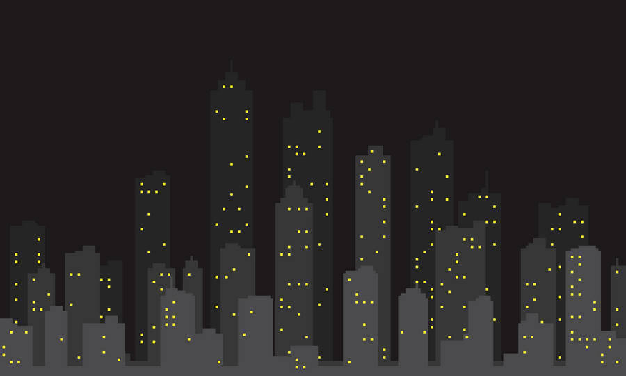 Aesthetic Desktop Night City Vector Wallpaper
