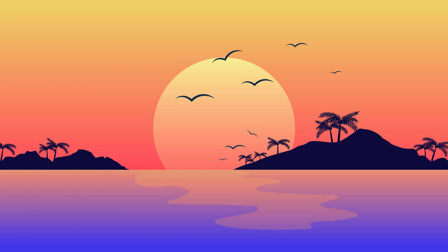 Aesthetic Desktop Sunset Wallpaper