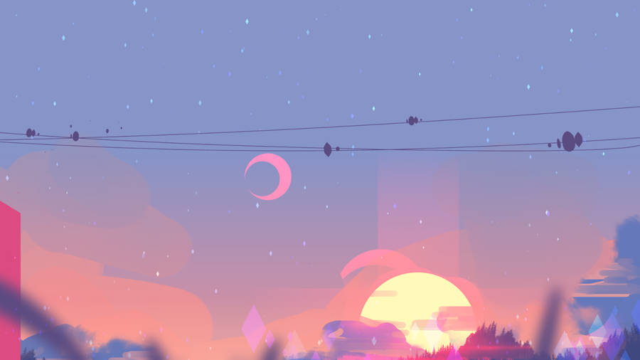 Aesthetic Desktop Twilight Scenery Wallpaper