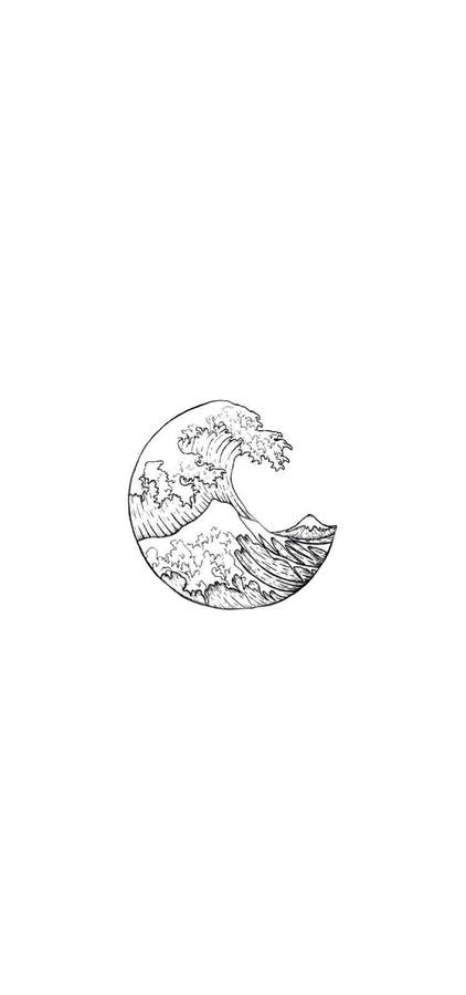 Aesthetic Drawing Great Wave Wallpaper