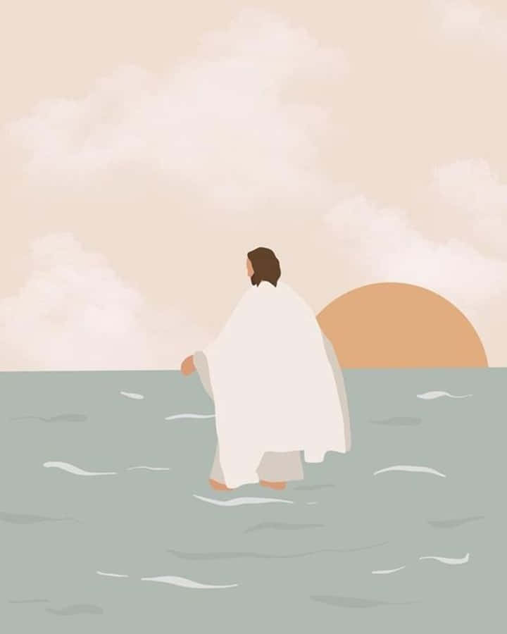 Aesthetic Jesus Walking On Water Wallpaper