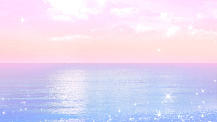 Aesthetic Ocean In Cute Pastel Colors Wallpaper