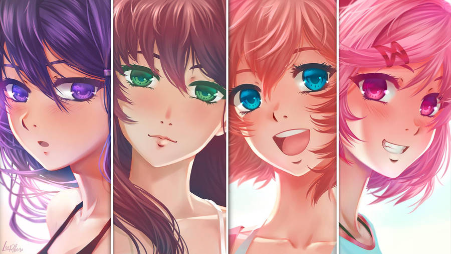 Aesthetic Painted Collage Doki Doki Literature Club Wallpaper