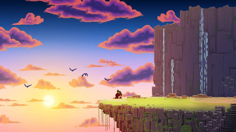 Aesthetic Paradise Pixel Art Wallpaper