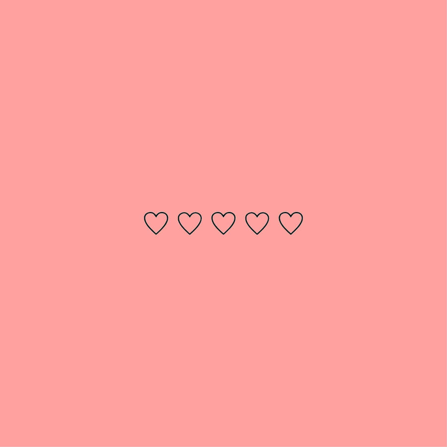 Aesthetic Peach Pink Five Hearts Wallpaper